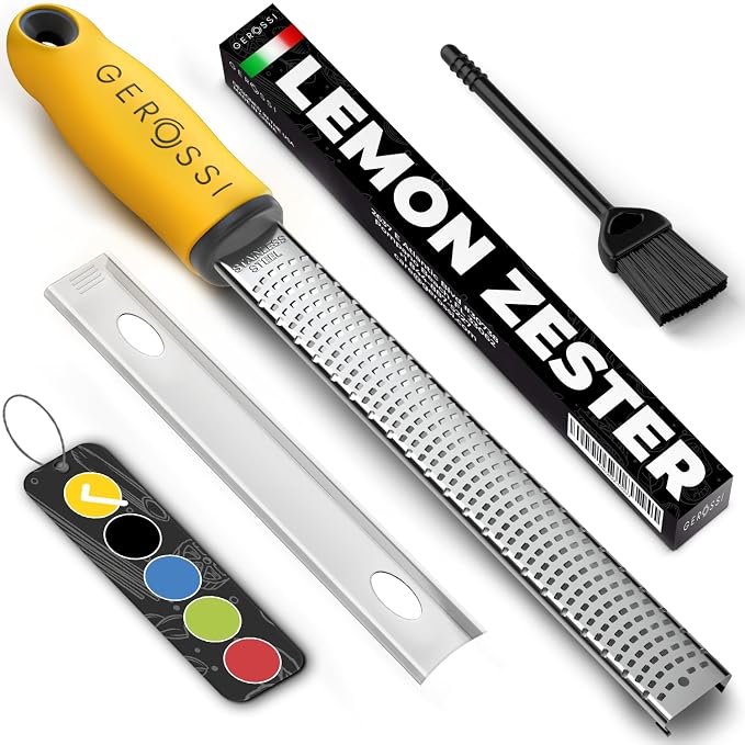 Stainless Steel Cheese and Citrus Zester Grater w/Extra Sharp Blade by GEROSSI