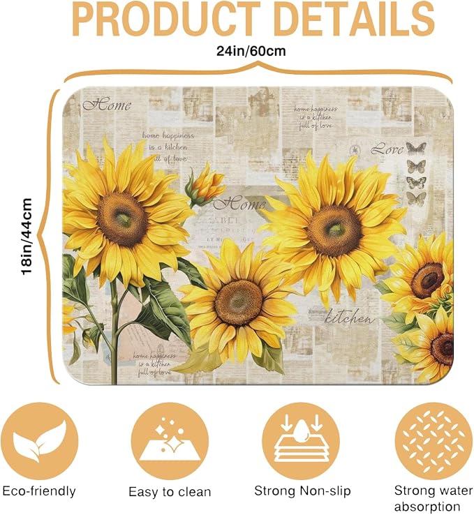 Kitchen Countertop Dish Drying Mat, Super Absorbent Coffee Bar Mat - Image 5