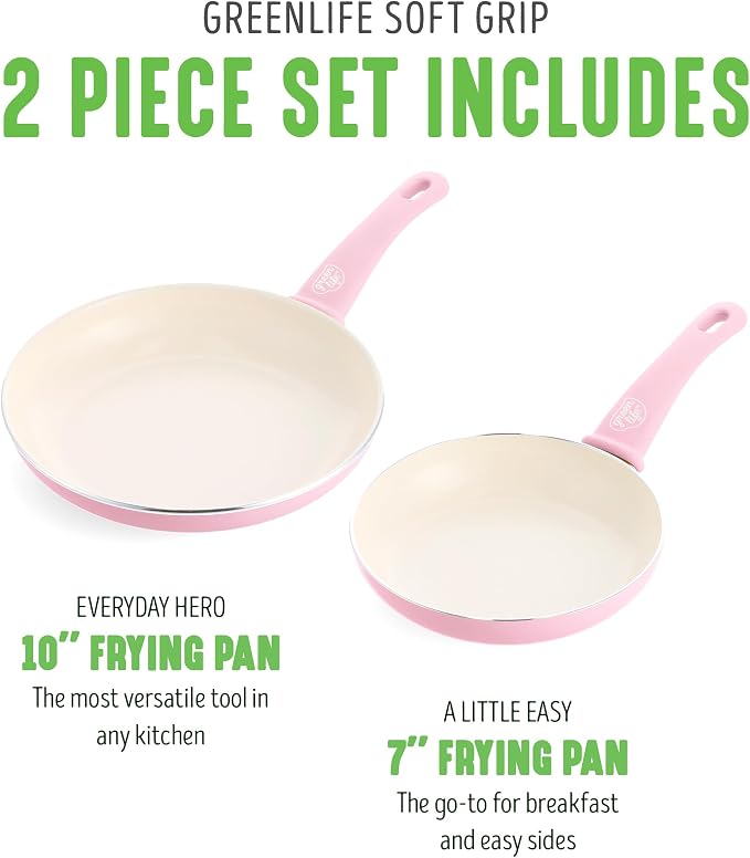 GreenLife Non Stick Fry Pan Set, Non-Toxic PFAS-Free Ceramic Skillets, - Image 3