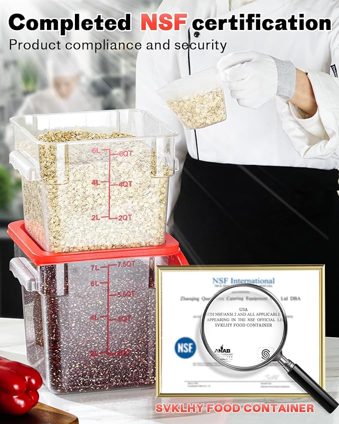 2QT4QT NSF Food Storage Containers: 6PCS Commercial Clear Food Storage - Image 2