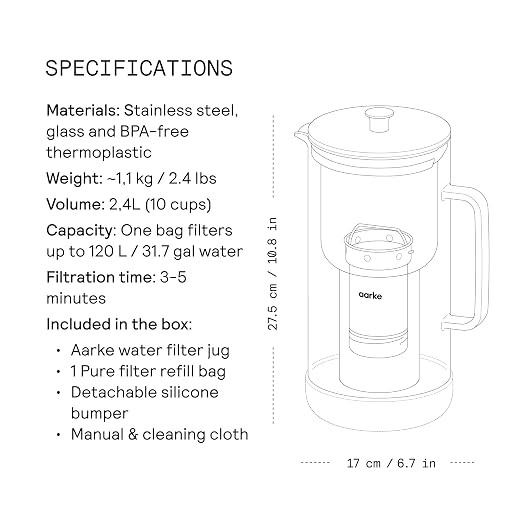 Aarke Purifier - Premium Glass and Stainless Steel Water Filter Pitcher - Image 8