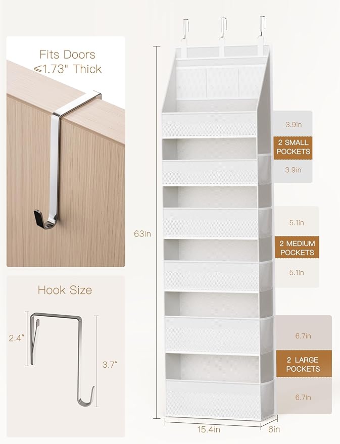 Criusia 2 Pack Over the Door Organizer, Heavy-Duty 6-Shelf Hanging Storage - Image 2