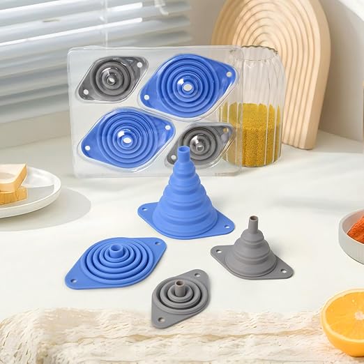 Kitchen Funnels Set 4 Pack，Small and Large，Silicone Collapsible Funnel，Small - Image 2