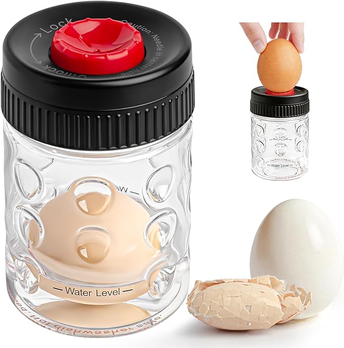 2 in 1 Egg Peeler with Piercer, Hard Boiled Egg Shell Remover Tool with Rotary by WhiteRhino