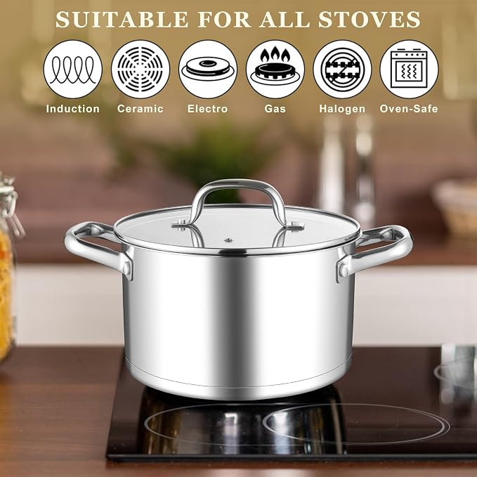 Leonyo Small Stock Pot, 4 Quart StockPot - Image 4