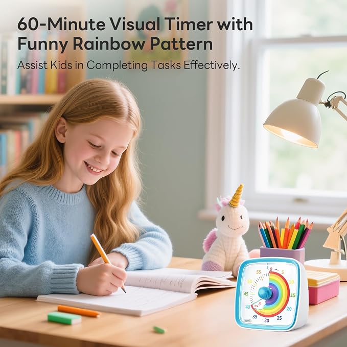 Yunbaoit Visual Timer with Night Light, 60-Minute Rainbow Countdown Timer - Image 2