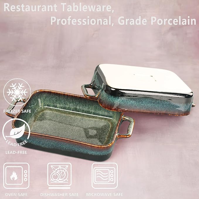 12" X 9" Porcelain Rectangular Casserole Dishes - Image 3