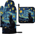 LOKMU Oven Mitts and Pot Holders Set of 3, Starry Night and Black Cat Heat by LOKMU