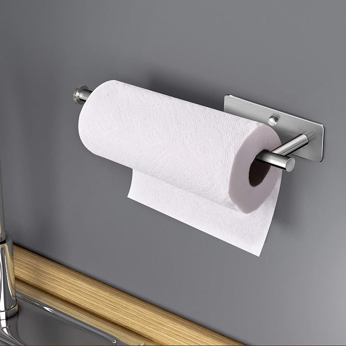VAEHOLD Self Adhesive Paper Towel Holder Under Cabinet Mount, Wall Mounted - Image 6