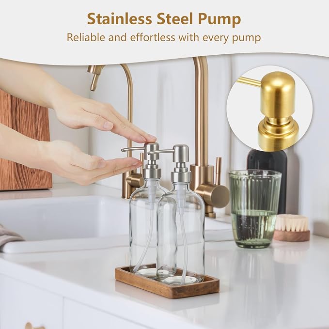 Clear Glass Soap Dispenser Set - Image 5