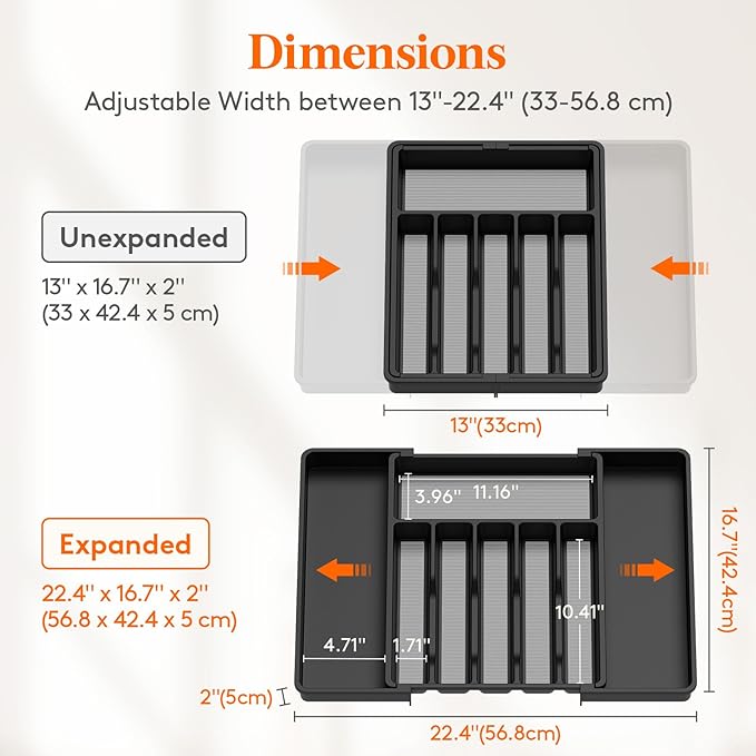 Lifewit Silverware Drawer Organizer, Expandable Utensil Tray - Image 3