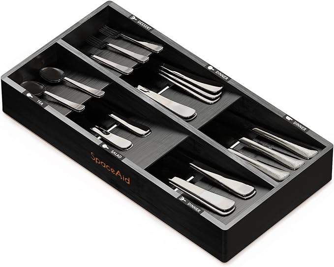 SpaceAid Bamboo Silverware Drawer Organizer by SpaceAid