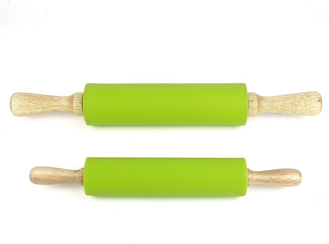 Silicone Rolling Pin for Baking Non-stick Rolling Pin Dough Roller Wooden - Image 5