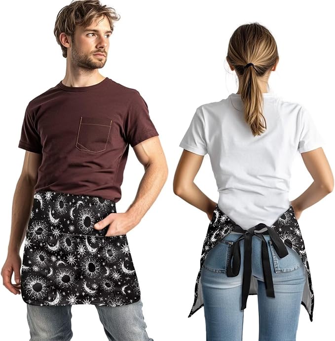 Server Apron with 3 Pockets, Waterproof Oil Waitress Waiter Half Apron - Image 3