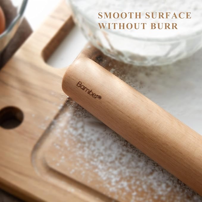 Bamber Wood Rolling Pin for Baking Wooden Rolling Dowel Stick Dough Roller for - Image 5