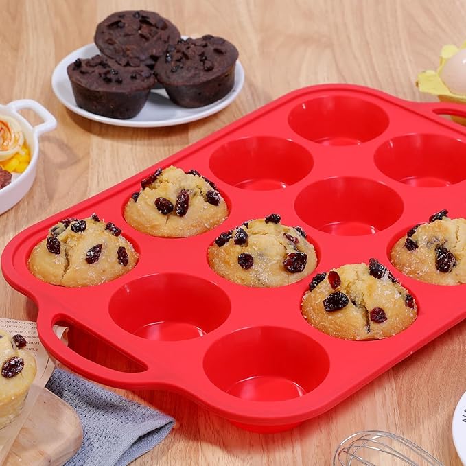 CAKETIME Silicone Muffin Pan, Metal Reinforced Frame Silicone Cupcake Pan - Image 6