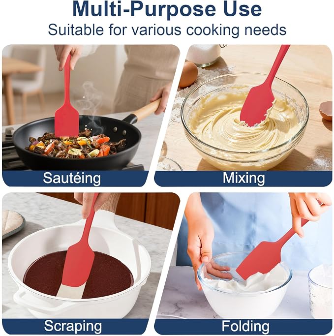 4 Pcs Silicone Spatula Set, 11.4 In, 600°F Heat Resistant Rubber Spatulas - Image 6