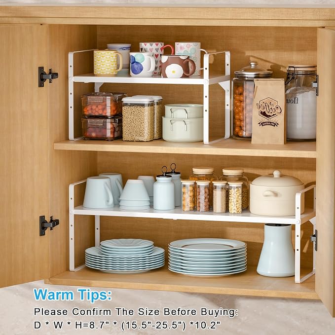 15.5 to 25.5 Inch Kitchen Cabinet Shelf Organizers, Adjustable Kitchen Counter - Image 9