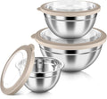HaWare Mixing Bowls with Airtight Clear Lids, 6-Piece Stainless Steel Strong by HaWare