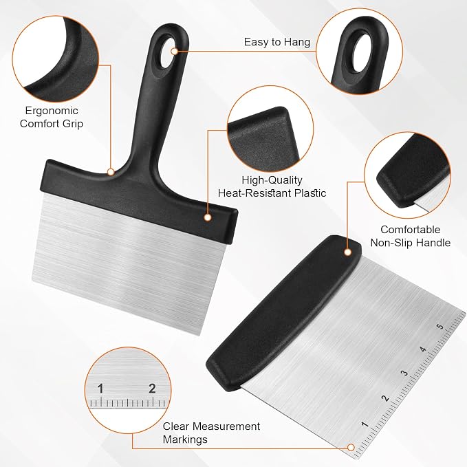 Grill Scraper&Bench Scraper Set，Food Scraper - Image 3