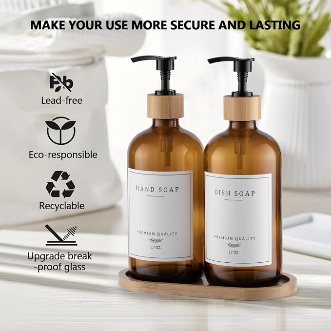 Amber Glass Soap Dispenser - Image 3