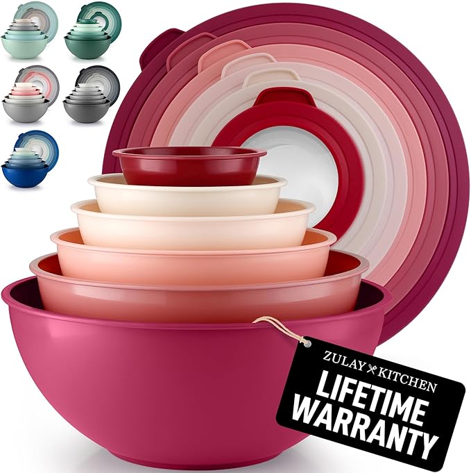 Zulay Kitchen 12 Piece Plastic Mixing Bowls by ZulayKitchen
