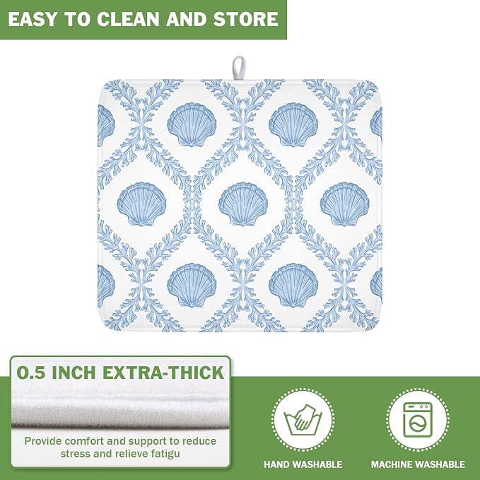 Summer Sea Shell Drying Mat 18x16 Inch, Light Blue Drying Mat - Image 5