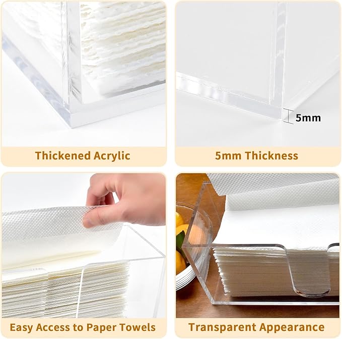 2 Pack Acrylic Paper Towel Holder, Countertop Napkin Dispenser - Image 4