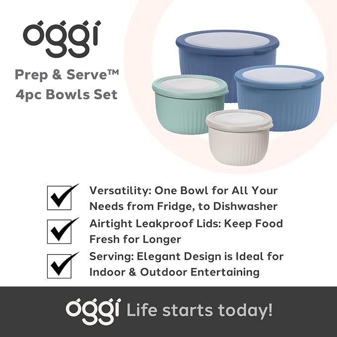 Oggi Set of 4 Prep, Store & Serve Plastic Bowls - Image 6