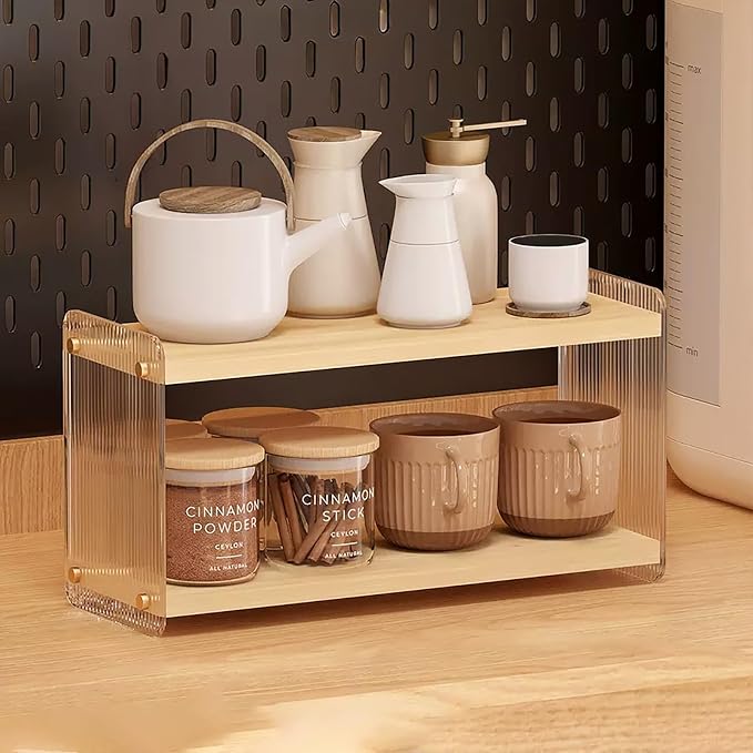 LiTY Coffee Station Organizer 2 Tier Acrylic Home Storage Mugs Hooks by Unknown