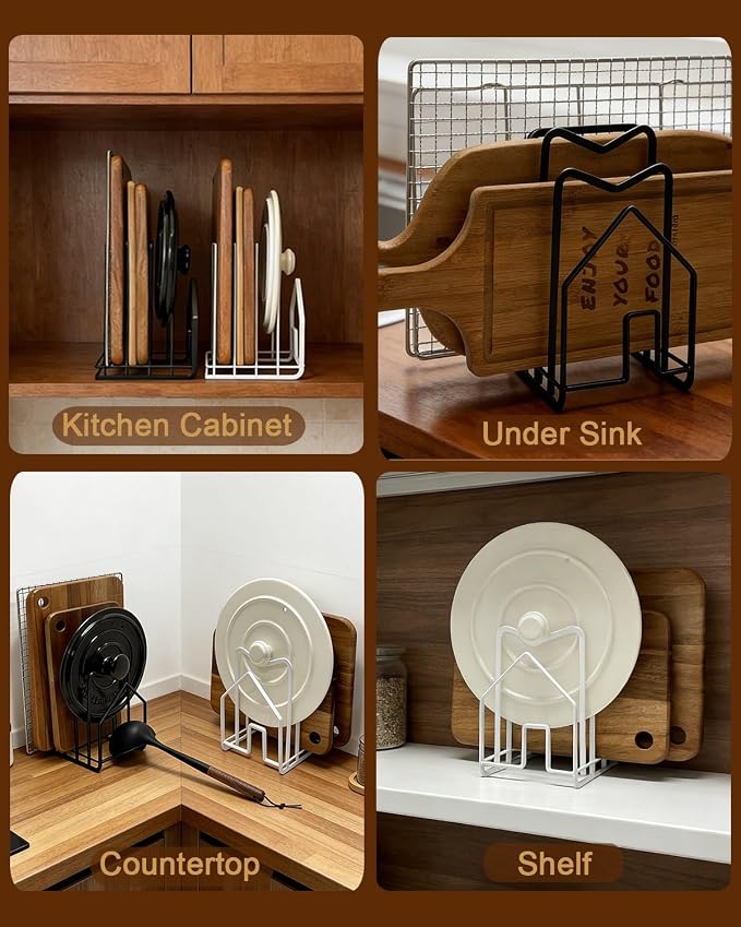 SUNFICON Cutting Board Rack Chopping Board Organizer Pot Pan Lids Holder Thin - Image 5