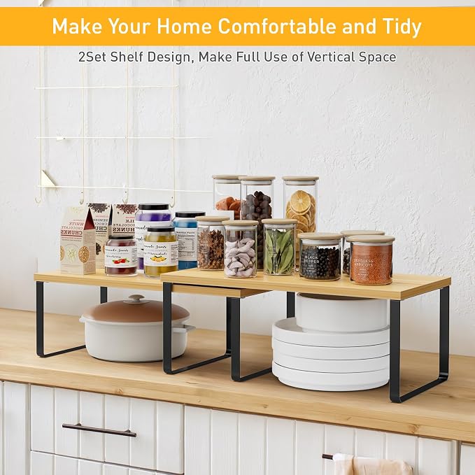 OGEMXU Cabinet Shelf Organizers, 15.7 inches Large Kitchen Counter Shelf - Image 3