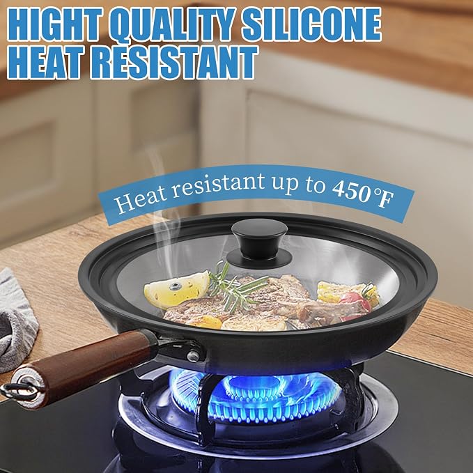 Universal Lid for Pots Pans and Skillets, 2 Pack Pan Cover fit 9", Silicone - Image 4