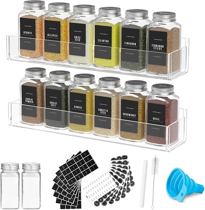 PMMASTO Adhesive Acrylic Spice Rack Organizer by PMMASTO