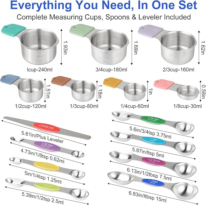 Magnetic Measuring Cups & Spoons Set, Strong N45 Magnets, Heavy Duty Stainless - Image 7