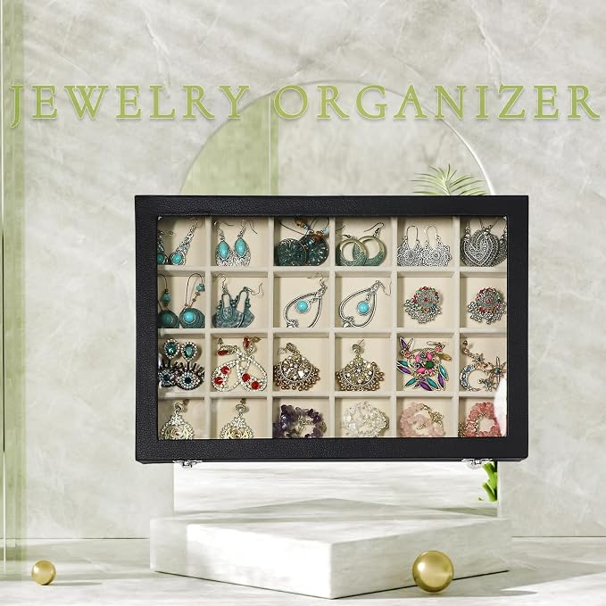 Stratalife Jewelry Tray 24 Grid Earring Organizer - Image 4