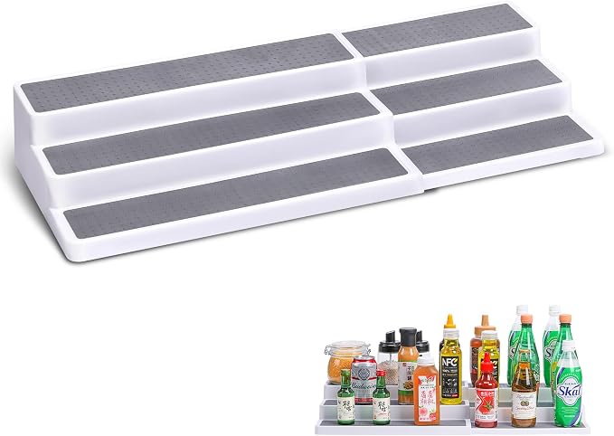 CiWiVOKi 3 Tier Expandable Spice Rack Organizer, Plastic Spice Rack, Adjustable by CiWiVOKi