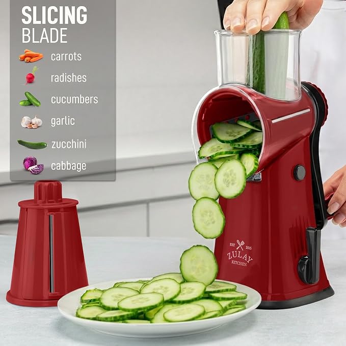 Zulay Kitchen Rotary Cheese Grater 5 Blade Cheese Shredder - Image 5