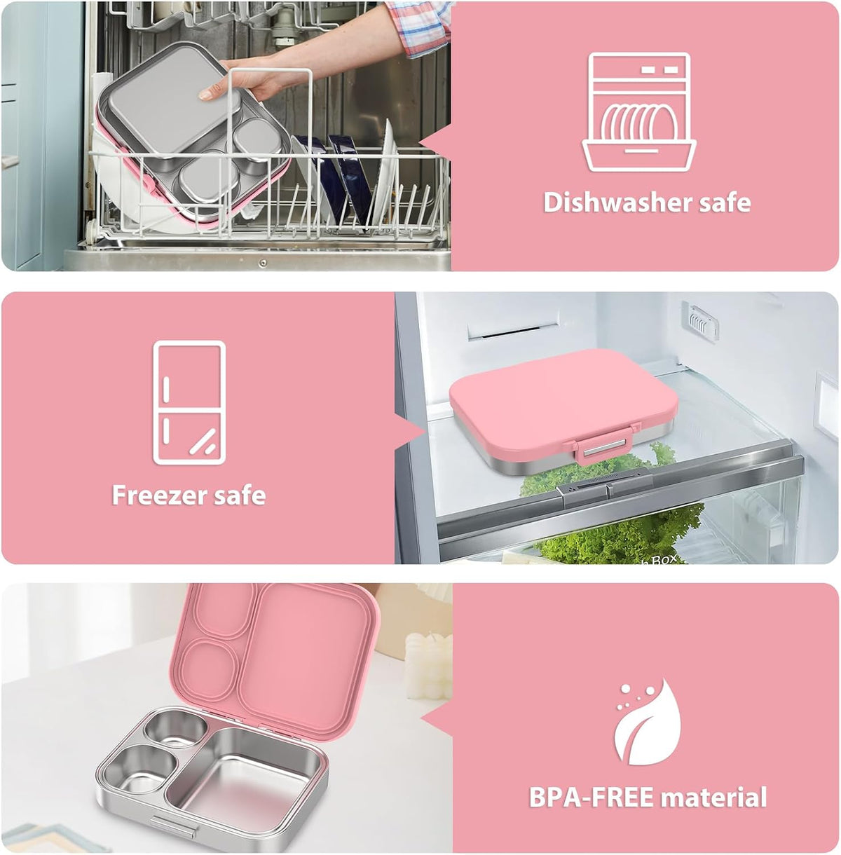 Stainless Steel Bento Lunch Box for Kids | 3-Compartment Lunch Box
