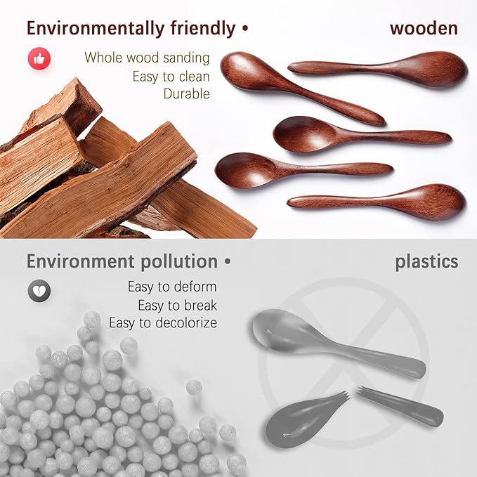 7 PCS Small Wooden Spoons, 5.8 Inch Honey Spoons - Image 4