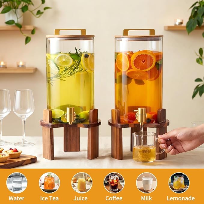 2 PCS 1.5 Gallon Glass Drink Dispenser, Beverage Dispenser - Image 6