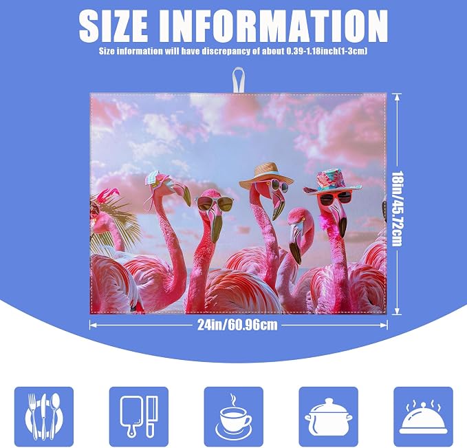 Spring Summer Flamingo Dish Drying Mat - Image 2
