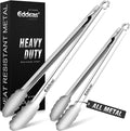 Grill Tongs, Heat Resistant 600 Degrees 17 & 12 Inch Extra Long BBQ Tongs by Eddeas