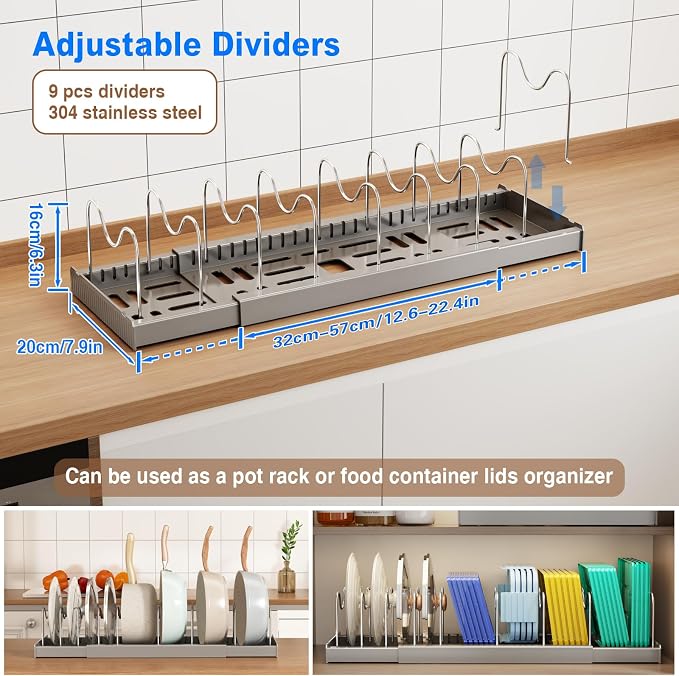 Mustorn Pots and Pans Organizer Under Cabinet - Image 2