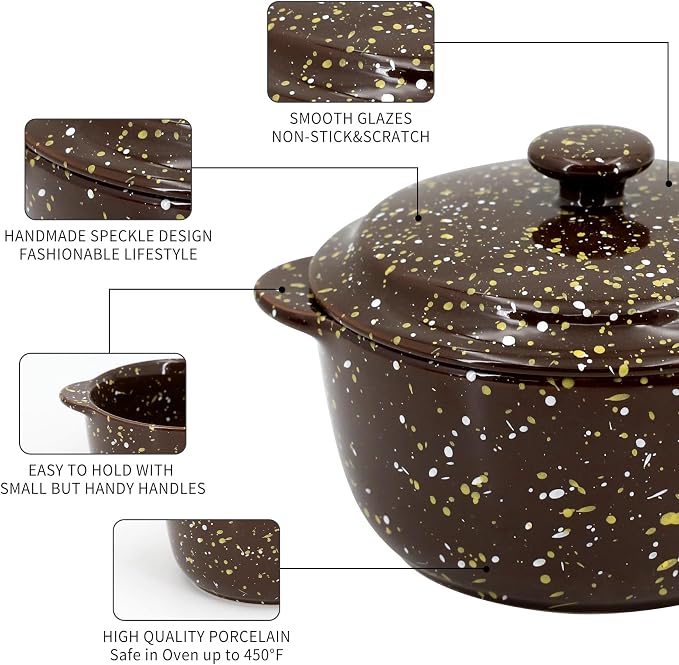10 Oz Ceramic Mini Cocotte Set 4-Pack, Oven Safe Stoneware Casserole Dishes - Image 3