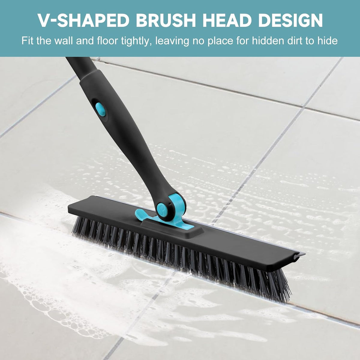 nacena Shower Scrubber with Long Handle, 4 in 1 Tile Tub Scrubber