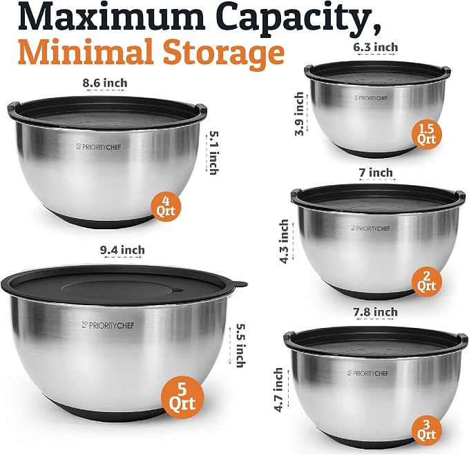 Priority Chef Stainless Steel Mixing Bowls - Image 2