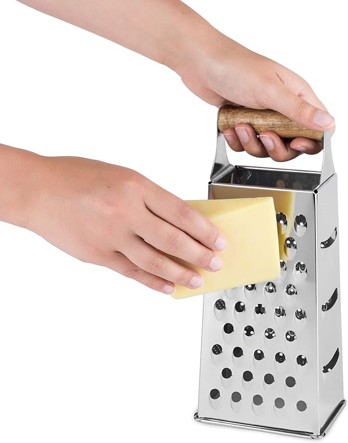 Twine Acacia Wood Handled Cheese Grater, Stainless Steel Grater, Citrus Zester - Image 4