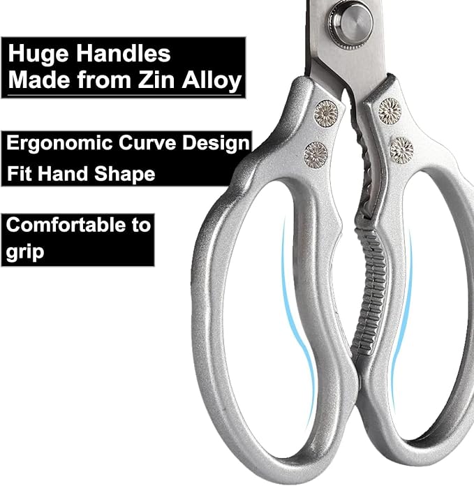 AWinjoy Heavy Duty Sharp Kitchen Scissors, Dishwasher Safe, Cooking Shears - Image 3