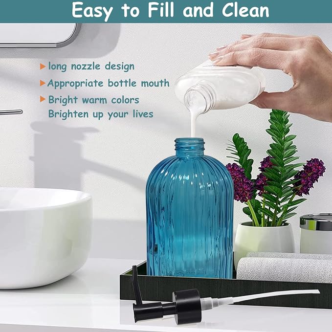 YYTSGG Blue Glass Soap Dispenser Set - Image 3